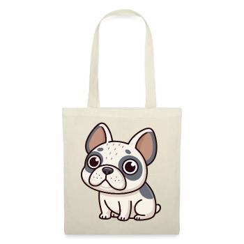 Bulldog Cartoon Blanc et Gris - Sac en tissu - rouge - Devant