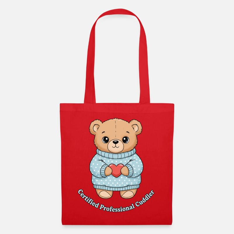 Certified Professional Cuddler Bear - Tote Bag - red
