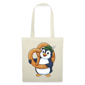 Süßer Pinguin mit Bretzel Bayern Cartoon - Stoffbeutel - Rot - Vorne