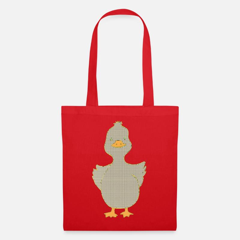 Karo-Ente mit gelbem Schnabel - Stoffbeutel - Rot