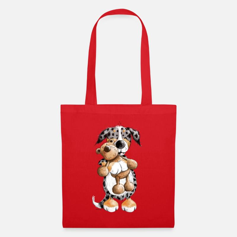 Australian Shepherd mit Teddy - Stoffbeutel - Rot