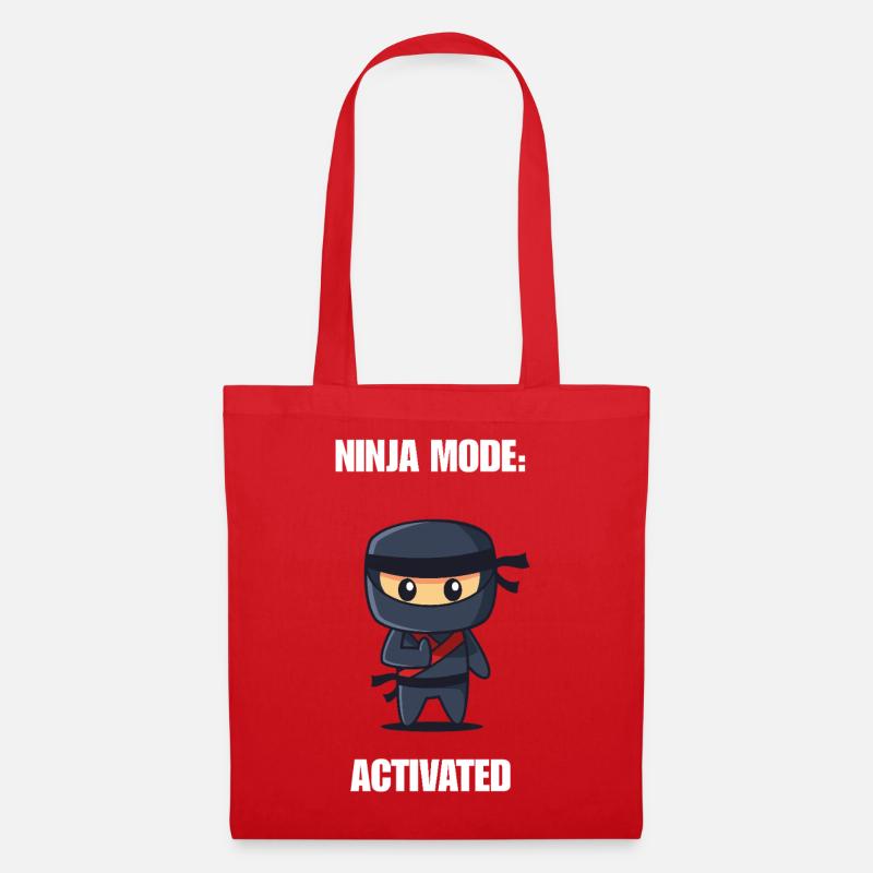 Ninja Mode Activated Shirt – Lustiger Ninja Spruch - Stoffbeutel - Rot