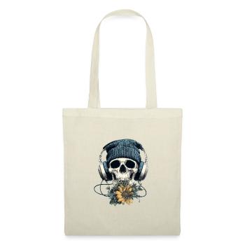 Skull with headphones and flowers - Tote Bag - red - Front
