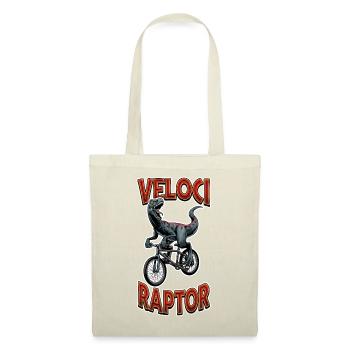 Veloci Raptor Fahrrad – Lustiges Dino Geschenk - Stoffbeutel - Rot - Vorne