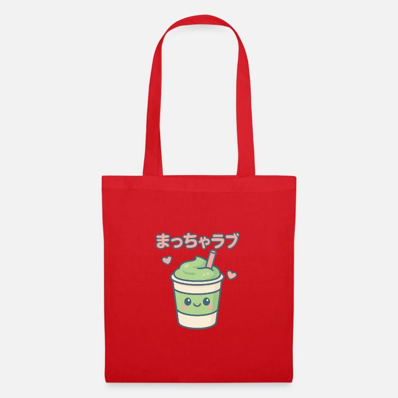 Matcha Liebe Kawaii Trinkbecher - Stoffbeutel - Rot