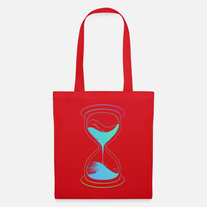 Sanduhr-Neon-Zeit - Stoffbeutel - Rot