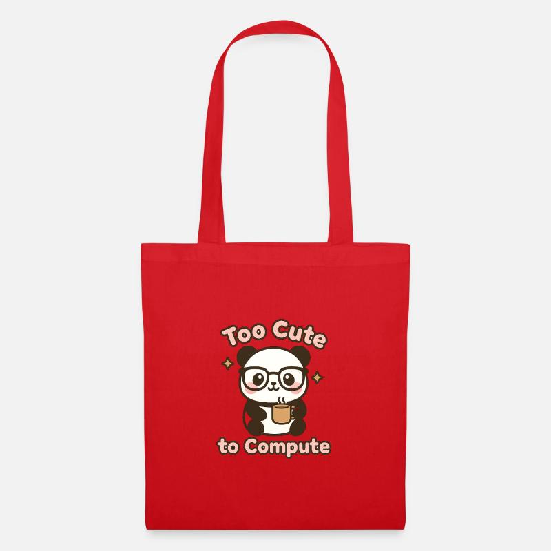 Süßer Panda mit Brille und Kaffeetasse - Stoffbeutel - Rot