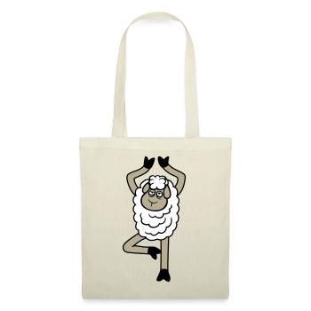mouton fatigué épuisé triste yoga arbre pose bande dessinée - Sac en tissu - rouge - Devant