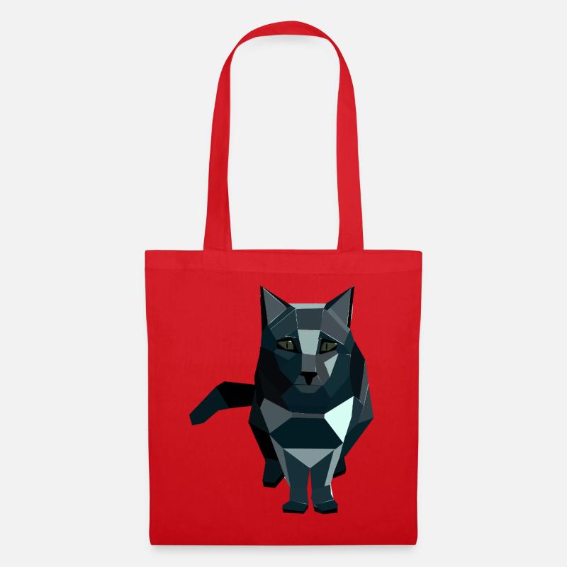 Obsidian style geometric cat - Tote Bag - red