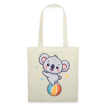 Koala-Jongleur auf bunter Ballon - Stoffbeutel - Rot - Vorne