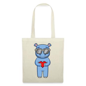 Hippo with sunglasses and heart - Tote Bag - red - Front