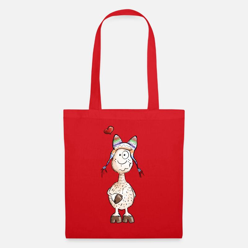 Lama mit Herz - Alpaka - Comic - Geschenk - Stoffbeutel - Rot
