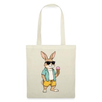 Un lapin de soleil avec une glace sur la plage - Sac en tissu - rouge - Devant