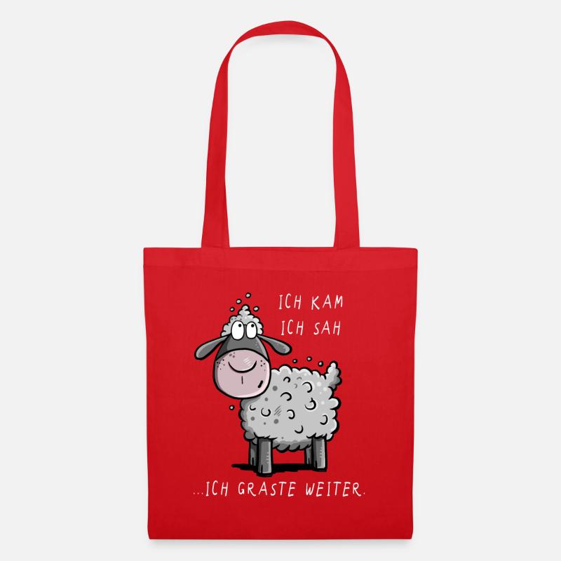 Ich Kam Ich Sah Ich Graste Schaf I Geschenk Lustig - Stoffbeutel - Rot