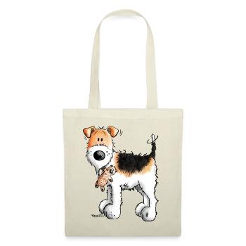 Foxterrier mit Teddy - Teddys - Plüschtier - Hund - Stoffbeutel -  - Vorne