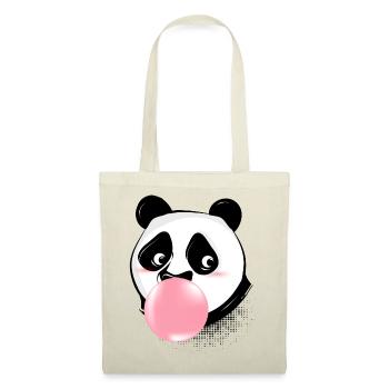 Panda macht Kaugummiblase mit rosa Kaugummi - Stoffbeutel - Rot - Vorne