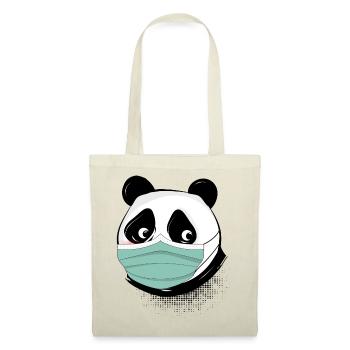 Panda Bär mit Mundschutz Maske - Stoffbeutel - Rot - Vorne