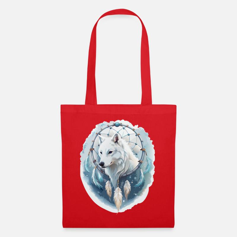 Wolf im Traumfänger - Mystisches Design. - Stoffbeutel - Rot