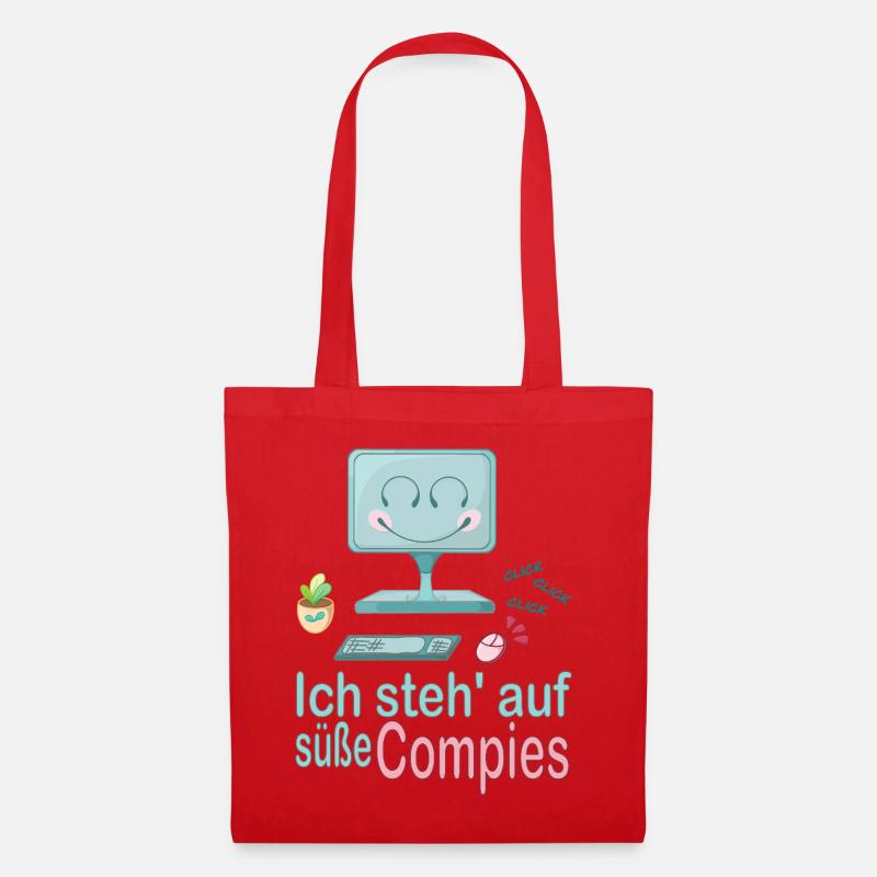 Ich steh' auf süße Computer - Stoffbeutel - Rot