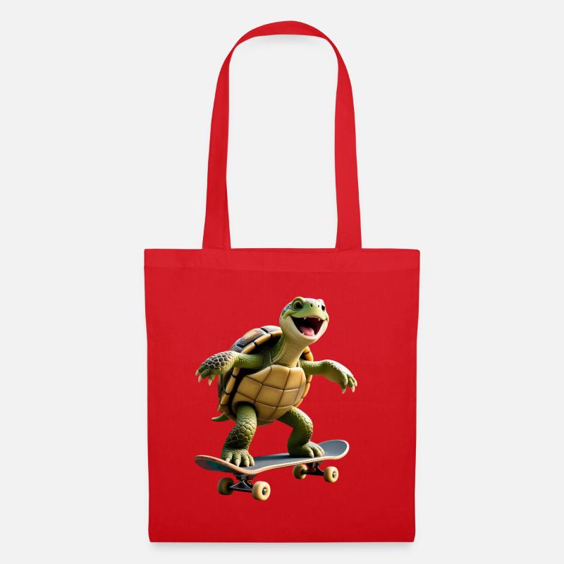 Skater Turtle - Tote Bag - red