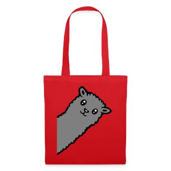Gray Alpaca Llama Head Curious Funny Look - Tote Bag - red - Front