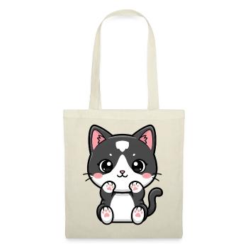 Chat de Kawaii avec des pattes rouges - Sac en tissu - rouge - Devant