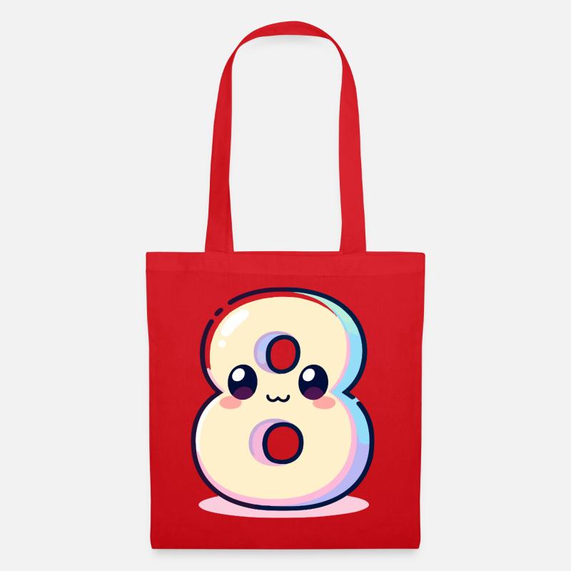 Nummer 8 Kawaii-Regenbogen - Stoffbeutel - Rot