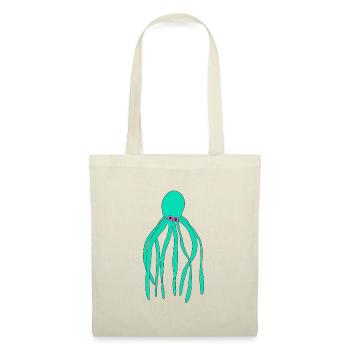 Türkiser Oktopus PopArt Druck - Stoffbeutel - Rot - Vorne
