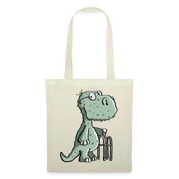 Opa Dinosaurier mit Gehhilfe - Alt - Dino - Comic - Stoffbeutel - Rot - Vorne