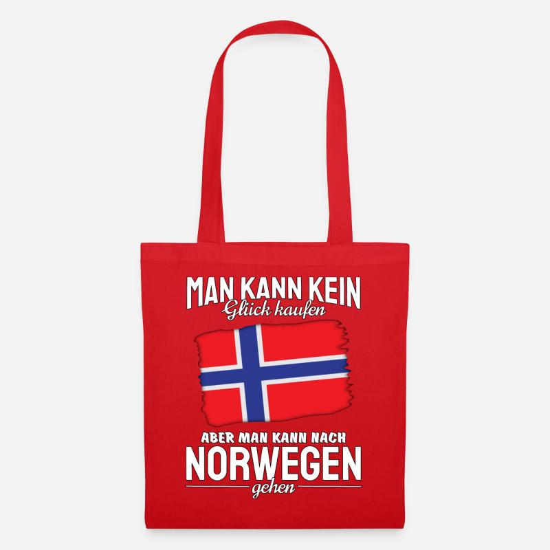 Norwegen Reise Motivation Design - Stoffbeutel - Rot