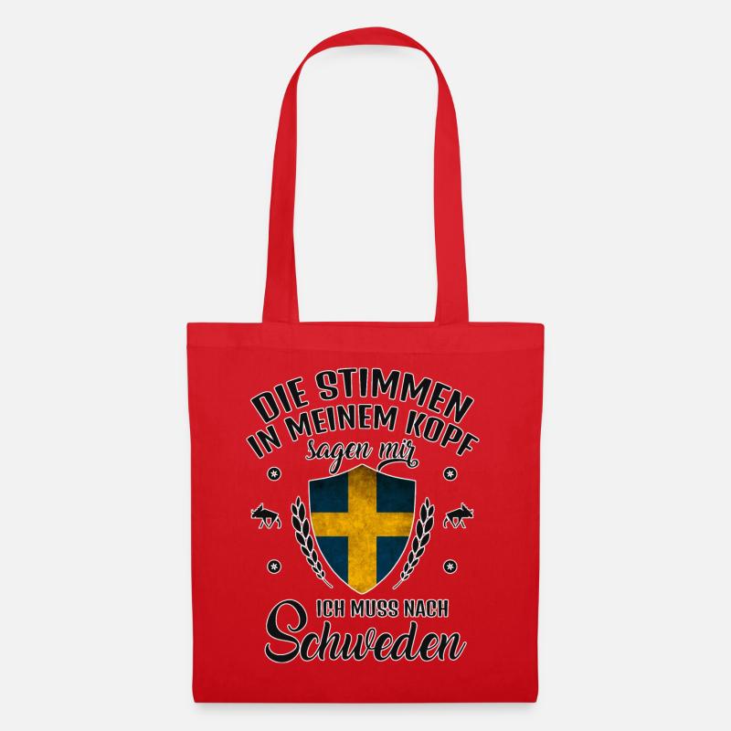 Stimmen Kopf sagen Schweden Spruch Lustig - Stoffbeutel - Rot