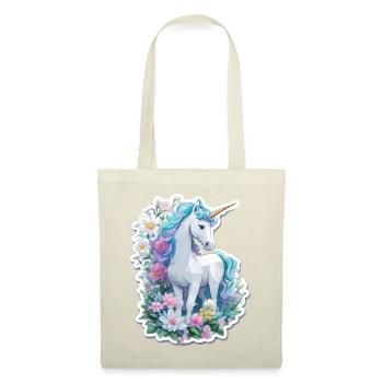 Einhorn im Blumengarten - Stoffbeutel - Rot - Vorne