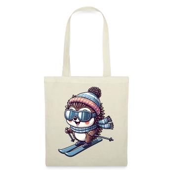 Cute Hedgehog Skier Winter Sports Cartoon Skiing - Tote Bag - red - Front