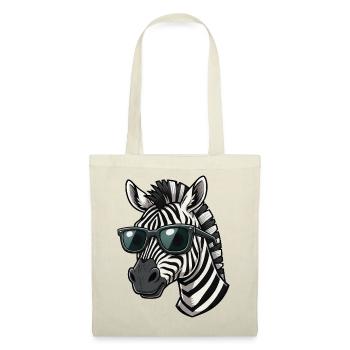 Drôle de zèbre avec des lunettes de soleil style dessin animé - Sac en tissu -  - Devant