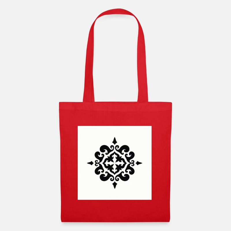 Elegant Black Ornamental Pattern - Tote Bag - red