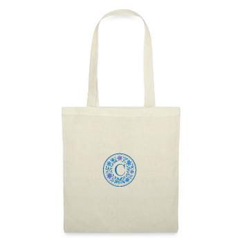 Élégant logo floral en céramique - Lettre C - Sac en tissu - rouge - Devant