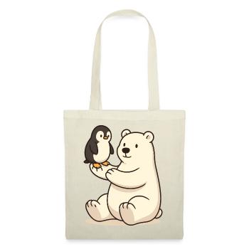 Die Freundschaft zwischen Eisbär und Pinguin - Stoffbeutel - Rot - Vorne