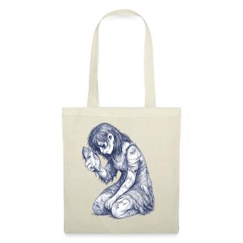 Portrait du personnage de la fille mélancolique - Sac en tissu - rouge - Devant