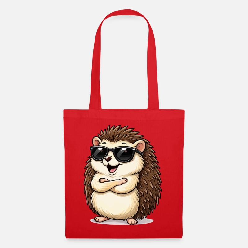 Igel mit Sonnenbrille - Stoffbeutel - Rot