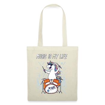 La musique, c’est ma vie – Licorne à la batterie - Sac en tissu - rouge - Devant