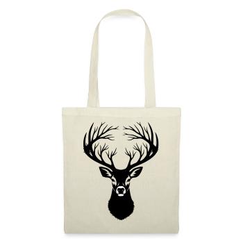 Deer Head Antler Silhouette - Tote Bag - red - Front