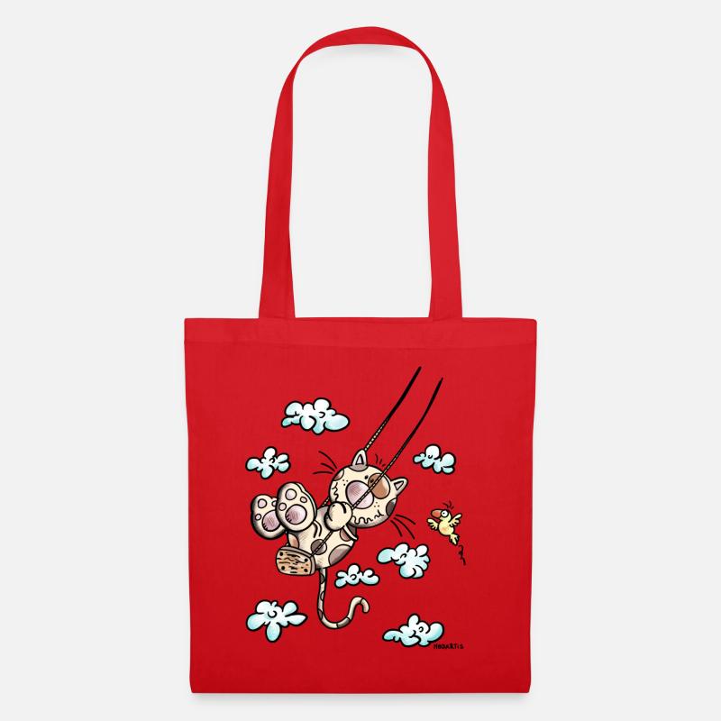 Cat on the swing - Tote Bag - red