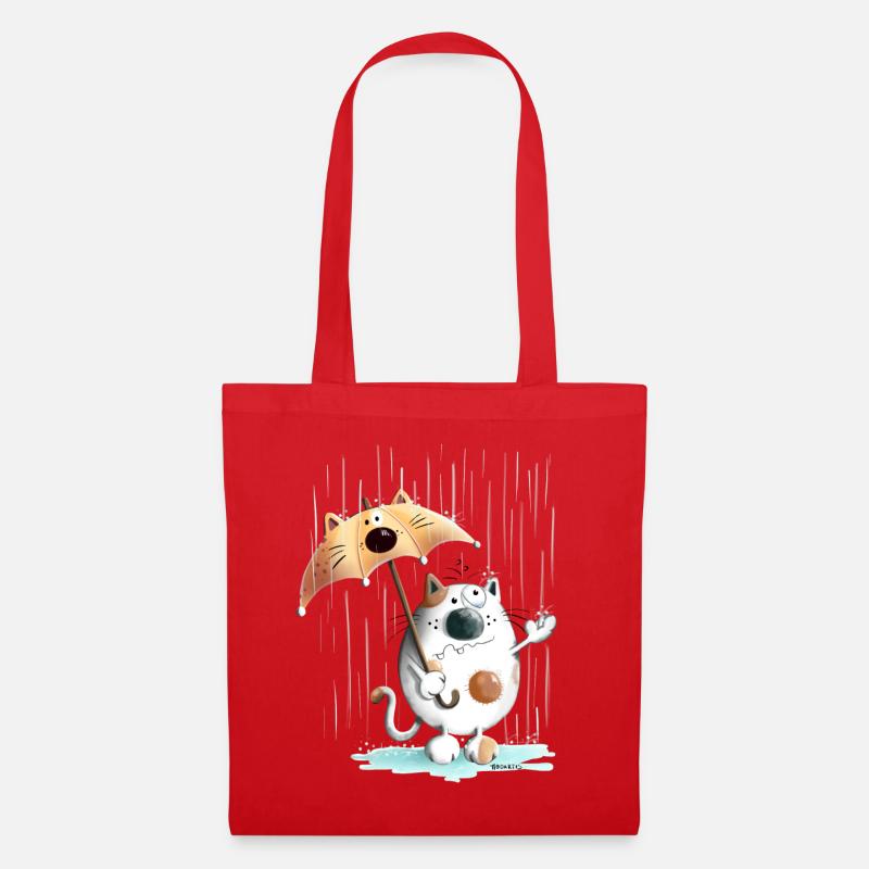 Giornata di pioggia gatto - Borsa di stoffa - rosso