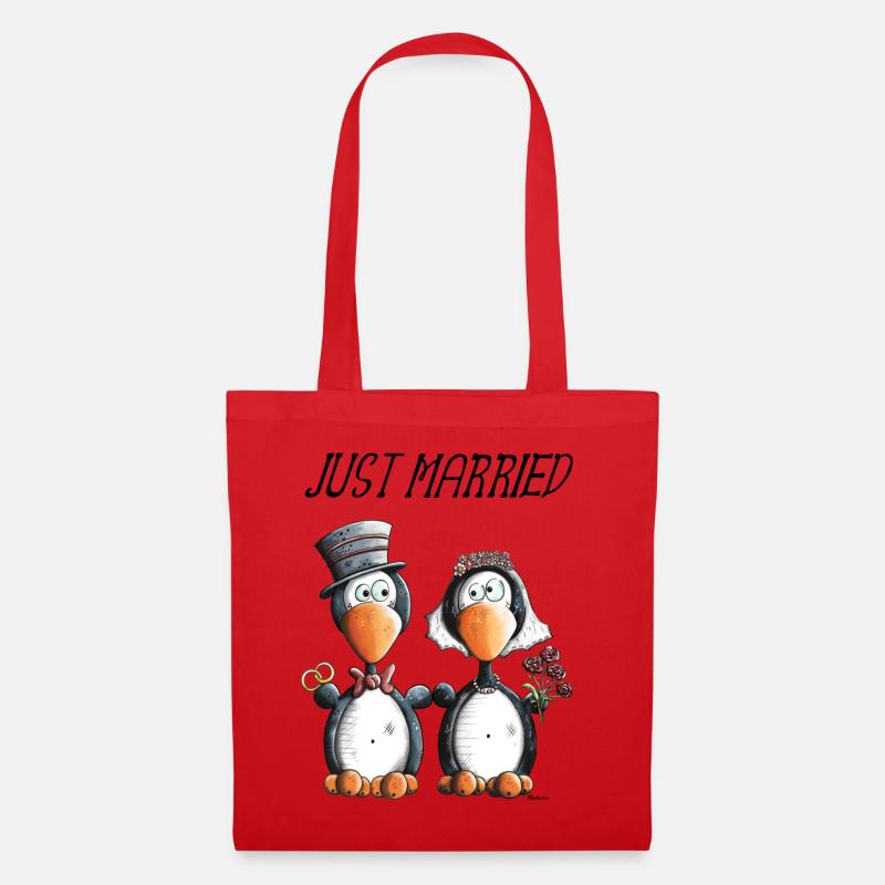 Just Married Penguins - Tote Bag - red