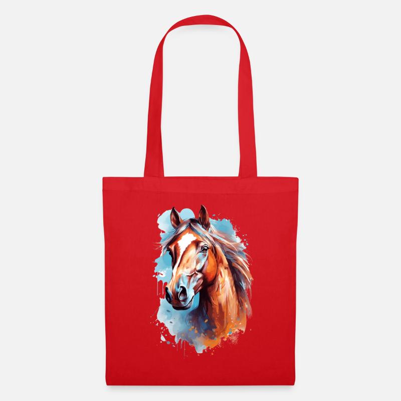 Aqaurell Horse Design - Tote Bag - red