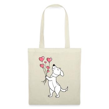 Hund mit Herzluftballons zum Valentinstag - Stoffbeutel - Rot - Vorne