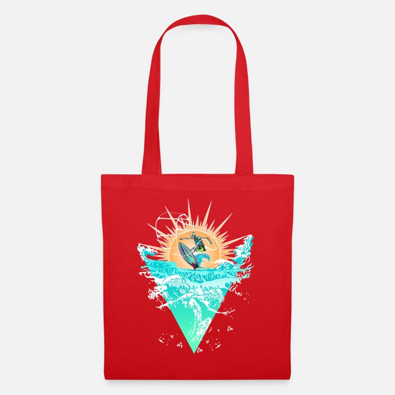 Sun circle surfers on the wave - Tote Bag - red
