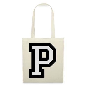 Lettre P en deux couleurs - Sac en tissu - rouge - Devant