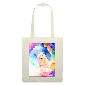 Loup blanc devant une grotte colorée - Sac en tissu - rouge - Devant