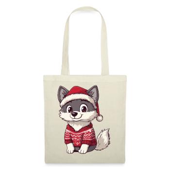 Loup Noël - Sac en tissu - rouge - Devant